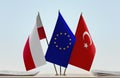 Flags of Poland European Union and Turkey