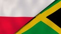 The flags of Poland and Jamaica. News, reportage, business background. 3d illustration