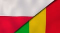 The flags of Poland and Mali. News, reportage, business background. 3d illustration