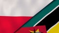 The flags of Poland and Mozambique. News, reportage, business background. 3d illustration
