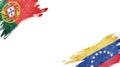 Flags of Portugal and Venezuela on white background