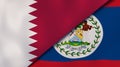 The flags of Qatar and Belize. News, reportage, business background. 3d illustration