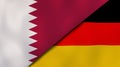 The flags of Qatar and Germany. News, reportage, business background. 3d illustration