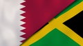 The flags of Qatar and Jamaica. News, reportage, business background. 3d illustration