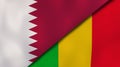 The flags of Qatar and Mali. News, reportage, business background. 3d illustration