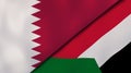 The flags of Qatar and Sudan. News, reportage, business background. 3d illustration