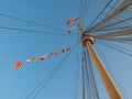Flags on Queen Mary ship flagpole