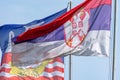 Flags of the Republic of Serbia and Serbian capital Belgrade Royalty Free Stock Photo