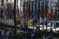 Flags at the Rockefeller Plaza, New York, USA. Royalty Free Stock Photo