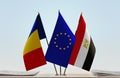 Flags of Romania EU and Egypt