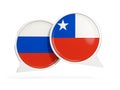 Flags of Russia and chile inside chat bubbles Royalty Free Stock Photo
