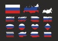 Flags russia europe asia illustration vector. Hand drawn. Royalty Free Stock Photo