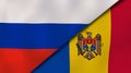 The flags of Russia and Moldova. News, reportage, business background. 3d illustration
