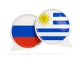 Flags of Russia and uruguay inside chat bubbles