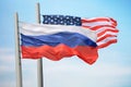 Flags of Russia and the USA Royalty Free Stock Photo