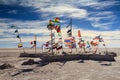 Flags at the Salar de Uyuni Royalty Free Stock Photo