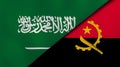 The flags of Saudi Arabia and Angola. News, reportage, business background. 3d illustration