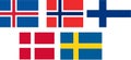 Flags of Scadinavia Royalty Free Stock Photo