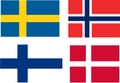 Flags of Scadinavia Royalty Free Stock Photo