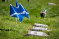 Scottish Flags Decorating Headstones at a Cemetery on US Memorial Day Royalty Free Stock Photo