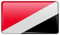 Flags Sealand Principality in the form of a magnet on refrigerator with reflections light.