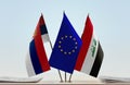 Flags of Serbia EU and Iraq