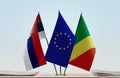 Flags of Serbia EU and Republic of the Congo Royalty Free Stock Photo