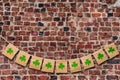 Flags with shamrocks clover on the wooden background Royalty Free Stock Photo