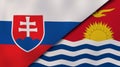 The flags of Slovakia and Kiribati. News, reportage, business background. 3d illustration