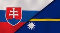 The flags of Slovakia and Nauru. News, reportage, business background. 3d illustration
