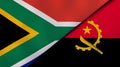 The flags of South Africa and Angola. News, reportage, business background. 3d illustration