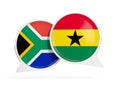 Flags of South Africa and ghana inside chat bubbles