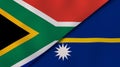 The flags of South Africa and Nauru. News, reportage, business background. 3d illustration