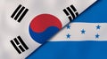 The flags of South Korea and Honduras. News, reportage, business background. 3d illustration