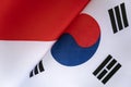 Flags south korea and indonesia. concept of international relations between countries. The state of governments. Friendship of