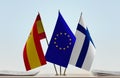 Flags of Spain European Union and Finland