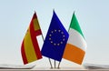 Flags of Spain European Union and Ireland