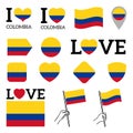 Flag of Colombia. Set of vector Flags. Royalty Free Stock Photo