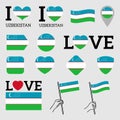 Flag of Uzbekistan. Set of vector Flags. Royalty Free Stock Photo