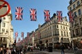 Flags on the streets of England`s capital London