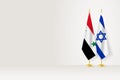 Flags of Syria and Israel on flag stand, meeting between two countries Royalty Free Stock Photo