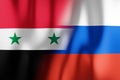 Flags of Syria and Russia/ Russian Federation - 3D illustration