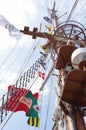 Flags on tall ship NRP Sagres Royalty Free Stock Photo