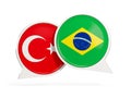 Flags of Turkey and brazil inside chat bubbles