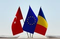 Flags of Turkey European Union and Romania