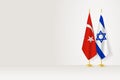 Flags of Turkey and Israel on flag stand, meeting between two countries Royalty Free Stock Photo