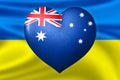 Flags of Ukraine and Australia. Heart color of the flag on the background of the flag of Ukraine. The concept of protection.