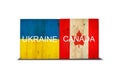 Flags of Ukraine and Canada on wooden blocks. Isolated on white background. Commonwealth. Support. Cooperation. Politics Royalty Free Stock Photo