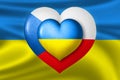 Flags of Ukraine and Czech. Two hearts in the colors of the flags on the background of the flag of Ukraine. Protection, solidarity