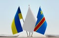 Flags of Ukraine and Democratic Republic of the Congo DRC, DROC, Congo-Kinshasa